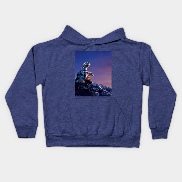 Wall-E looks at the sky Kids Hoodie by ArijitWorks